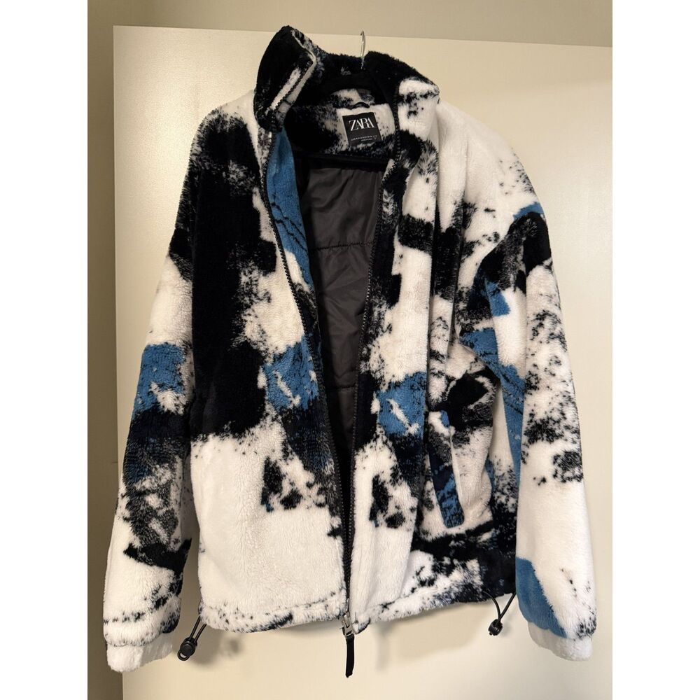 Zara Sherpa Fleece Zip-Up Jacket Medium Men